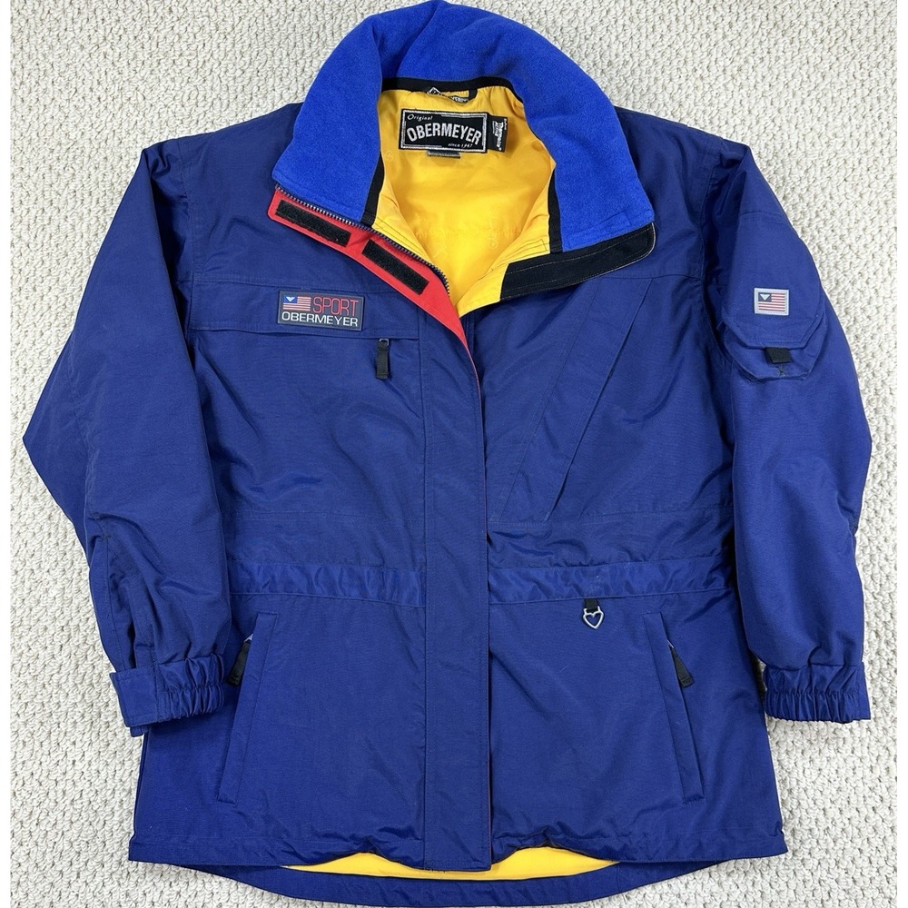 Obermeyer Ski Jacket Womens 14 Blue w/ Thermolite Insulation Hooded Stabilizer